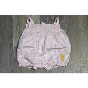 Disney Classic Pooh Baby Romper 3 Months Pink Gingham Embroidered Winnie Pooh